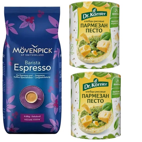 Кофе зерно и хлебцы рисовые 2шт